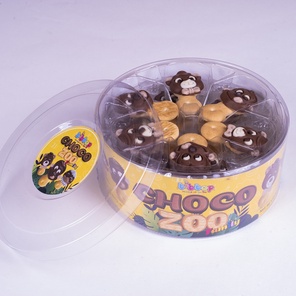 Фигурный шоколад на палочке из бисквитного печенья TibTob Choco Zoo Family 108г.