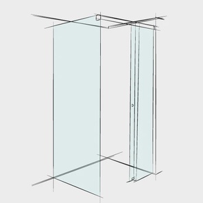 Душевое ограждение угловое (раздивижная система закрытого трека)