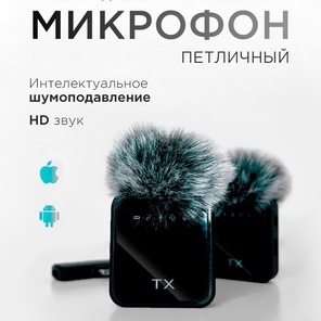 Петличный микрофон беспроводной, для iPhone/Android, шумоподавление, 2 шт.