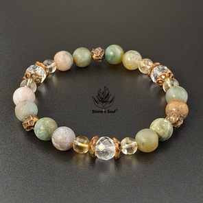 Браслет из натуральных камней: агат индийский, цитрин, горный хрусталь