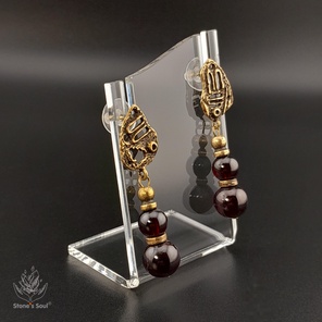 Серьги из натуральных камней: гранат альмандин