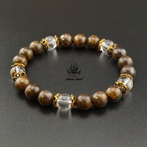 Браслет из натуральных камней: бронзит, горный хрусталь