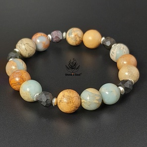 Браслет из натуральных камней: яшма, нефрит