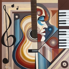 The Sound Within. Cubist Music. Acrylic graphic painting