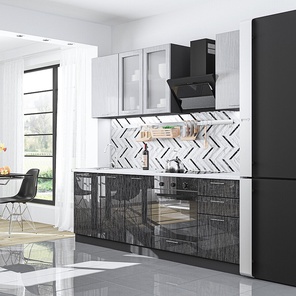 Валерия-М-03 Серый металлик дождь светлый/Черный металлик дождь