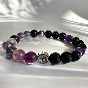 Браслет из натуральных камней Флюорит, Оникс, Аметист, ESTER
