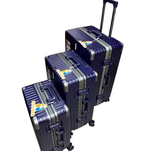 Чемодан каркасный Алюм+РС размер L темно-синий