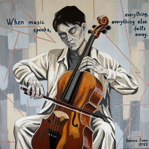 When Music Speaks. Emotional Cello Player Portrait